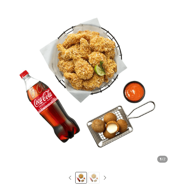 bhc 콰삭킹+치즈볼+콜라