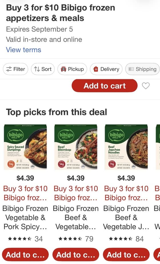 bibigo frozen meals 3 for