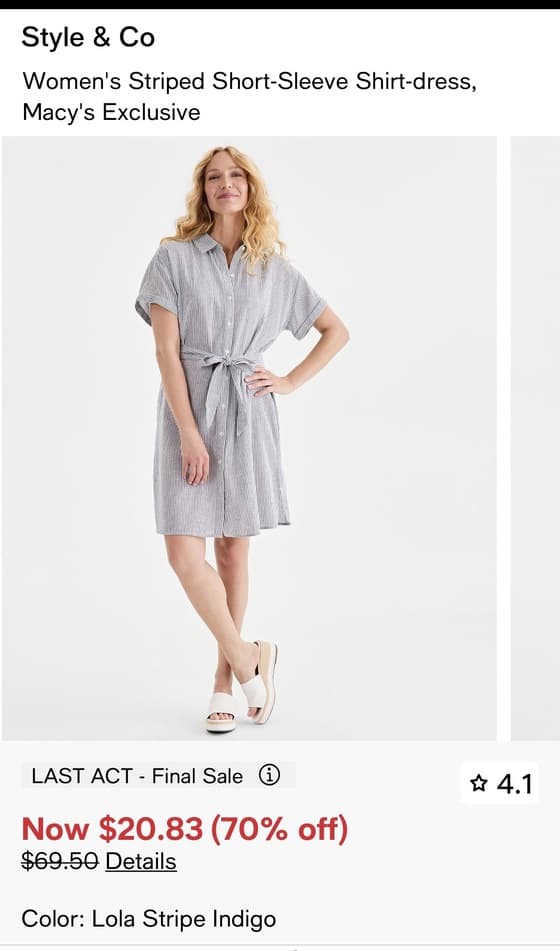 Style & Co 셔츠 드레스