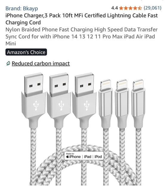Bkayp Lightning 케이블 3개입