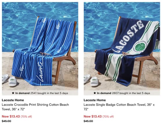Lacoste Cotton Beach Towel