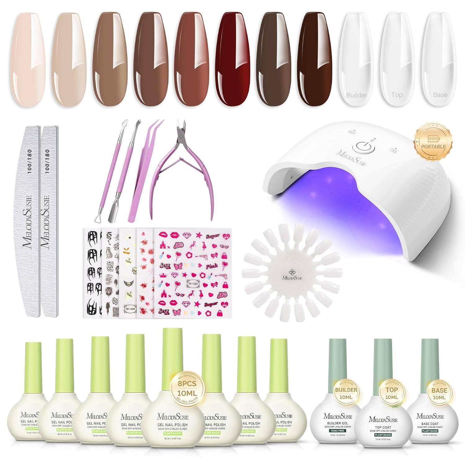 MelodySusie Gel Nail Kit 8 Colors & UV/LED Lamp