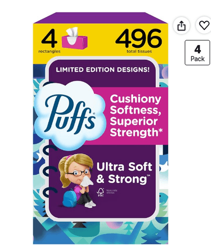 Puffs Ultra Soft 티슈 4팩 496매