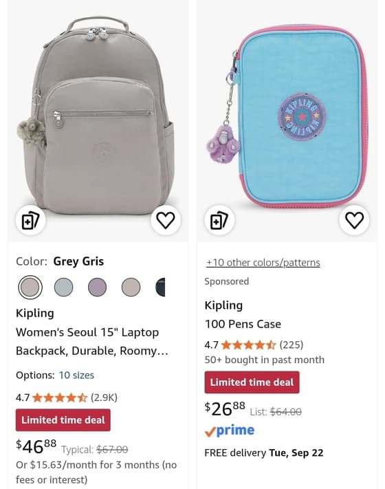 Kipling 서울 라지 랩탑 백팩