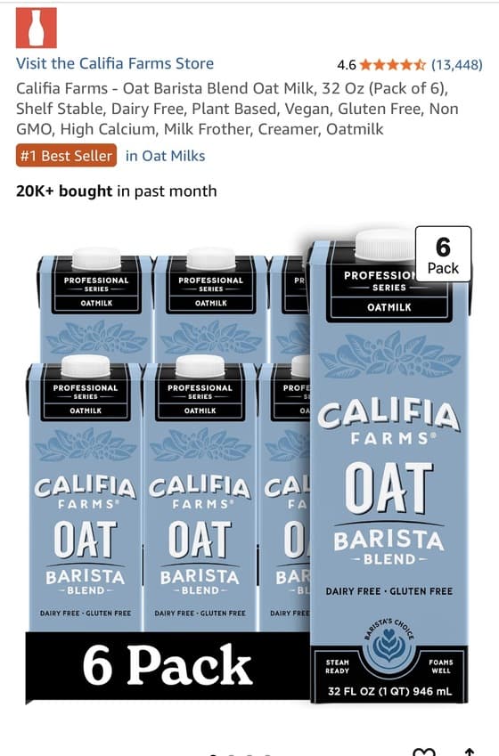 Califia Farms Oat Barista Blend Oat Milk