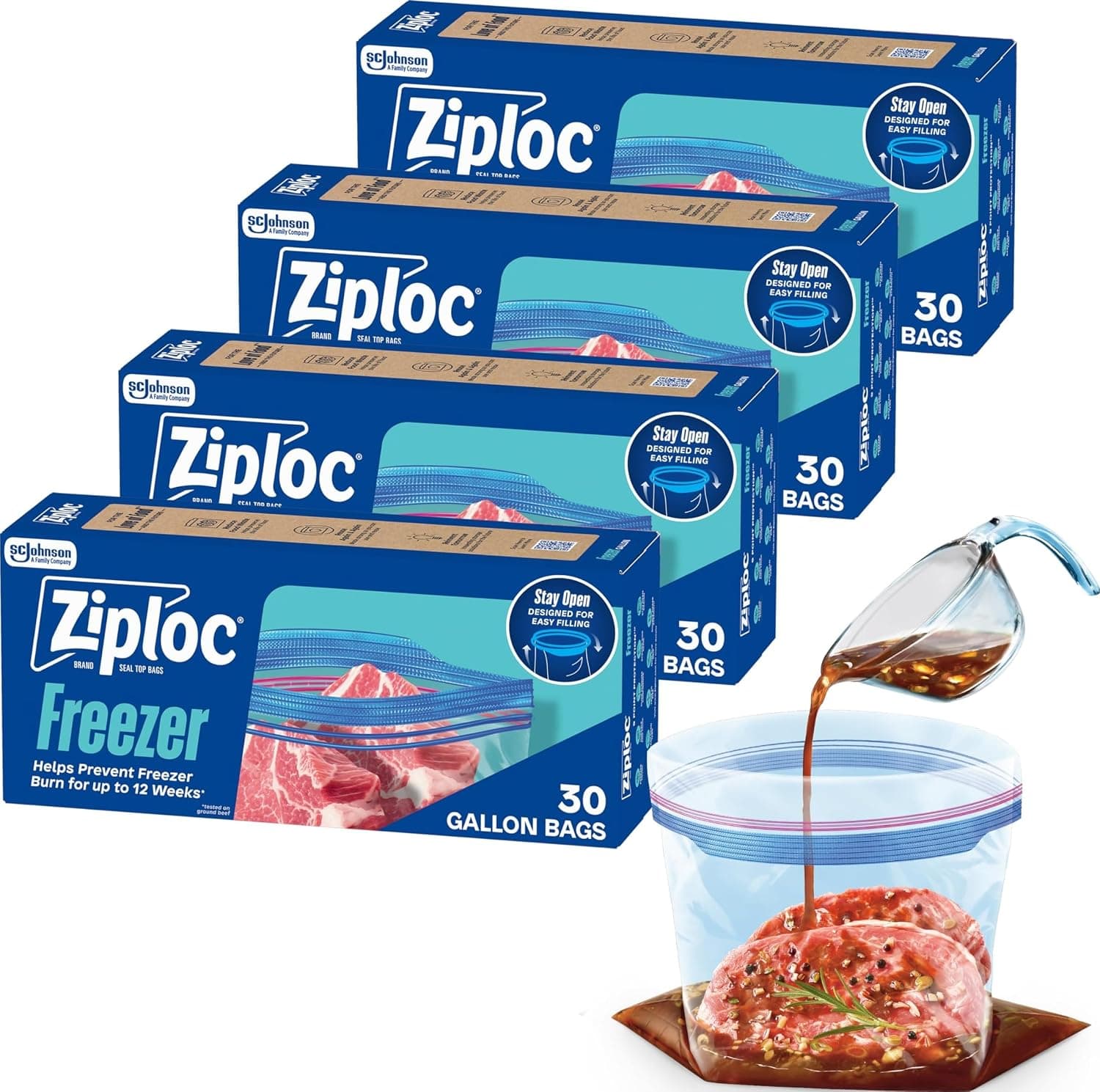Ziploc 갤론 냉동 지퍼백 30매x4팩