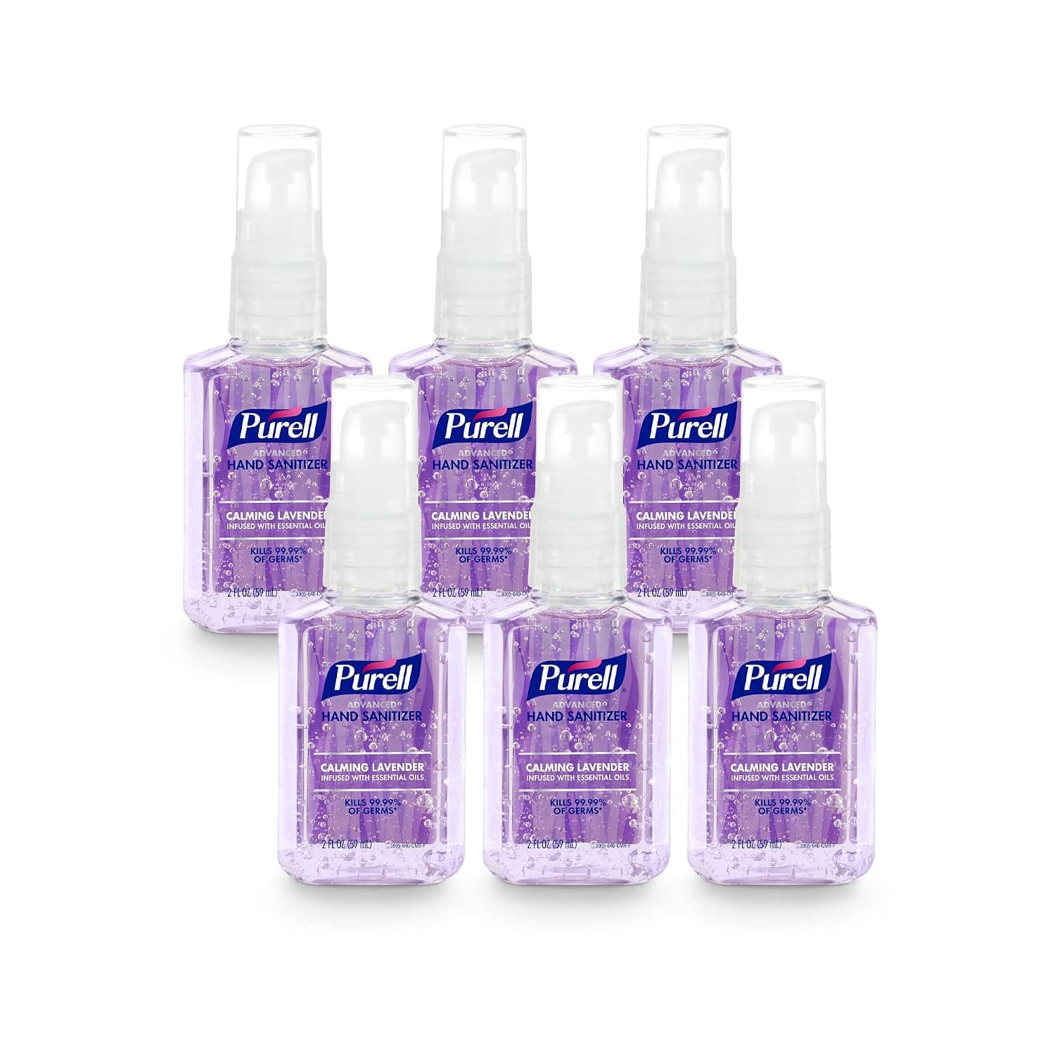Purell Hand Sanitizer Gel Lavender, 6-Count 2 oz Travel Pump