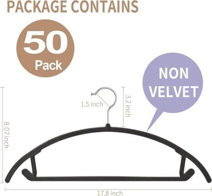 Ergonomic Curved Plastic Hangers 50pack