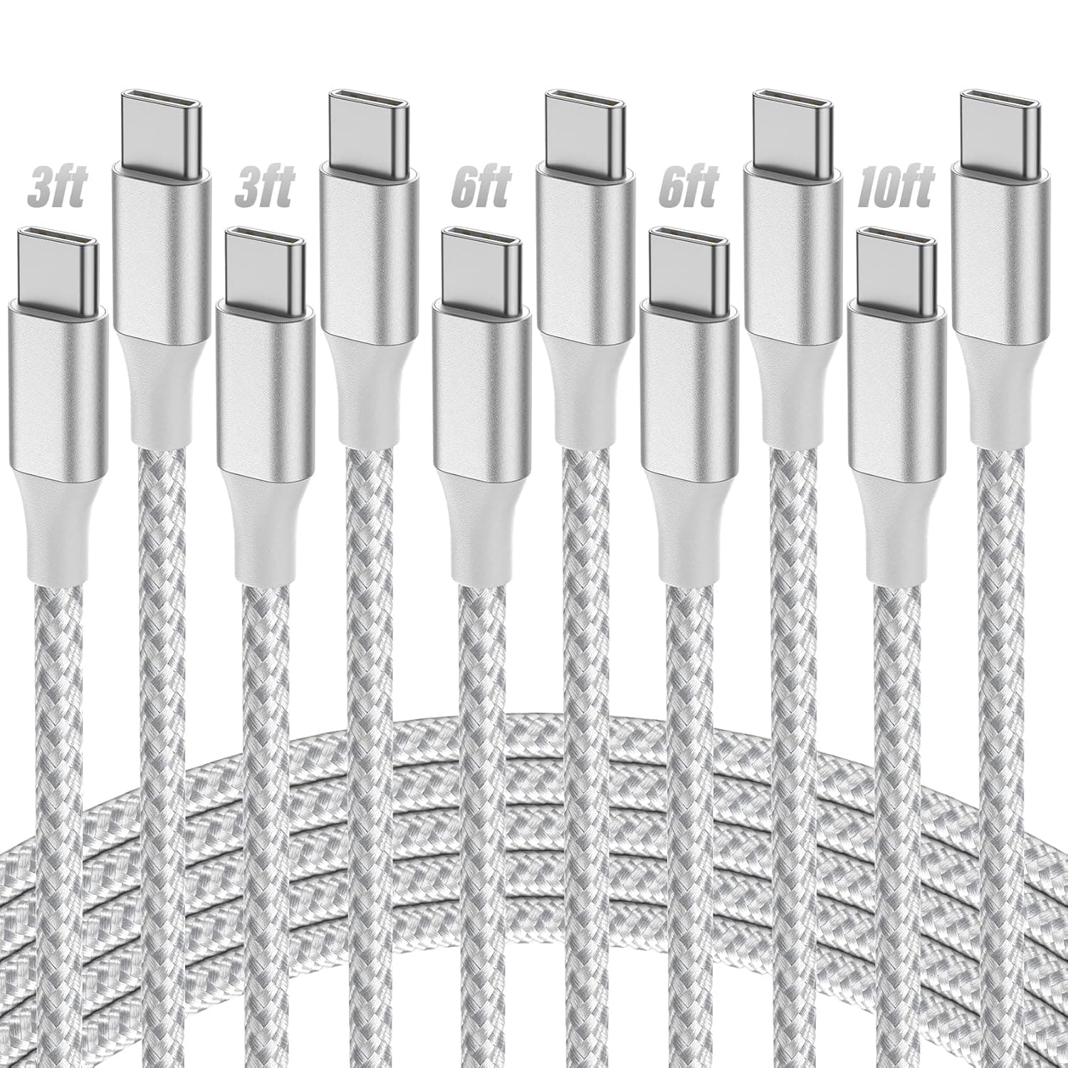 SwaggWood USB C to USB C Cable 5-Pack 60W Fast Charging