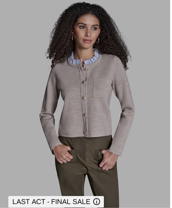 BCBG Women's Crewneck Button-Front Sweater