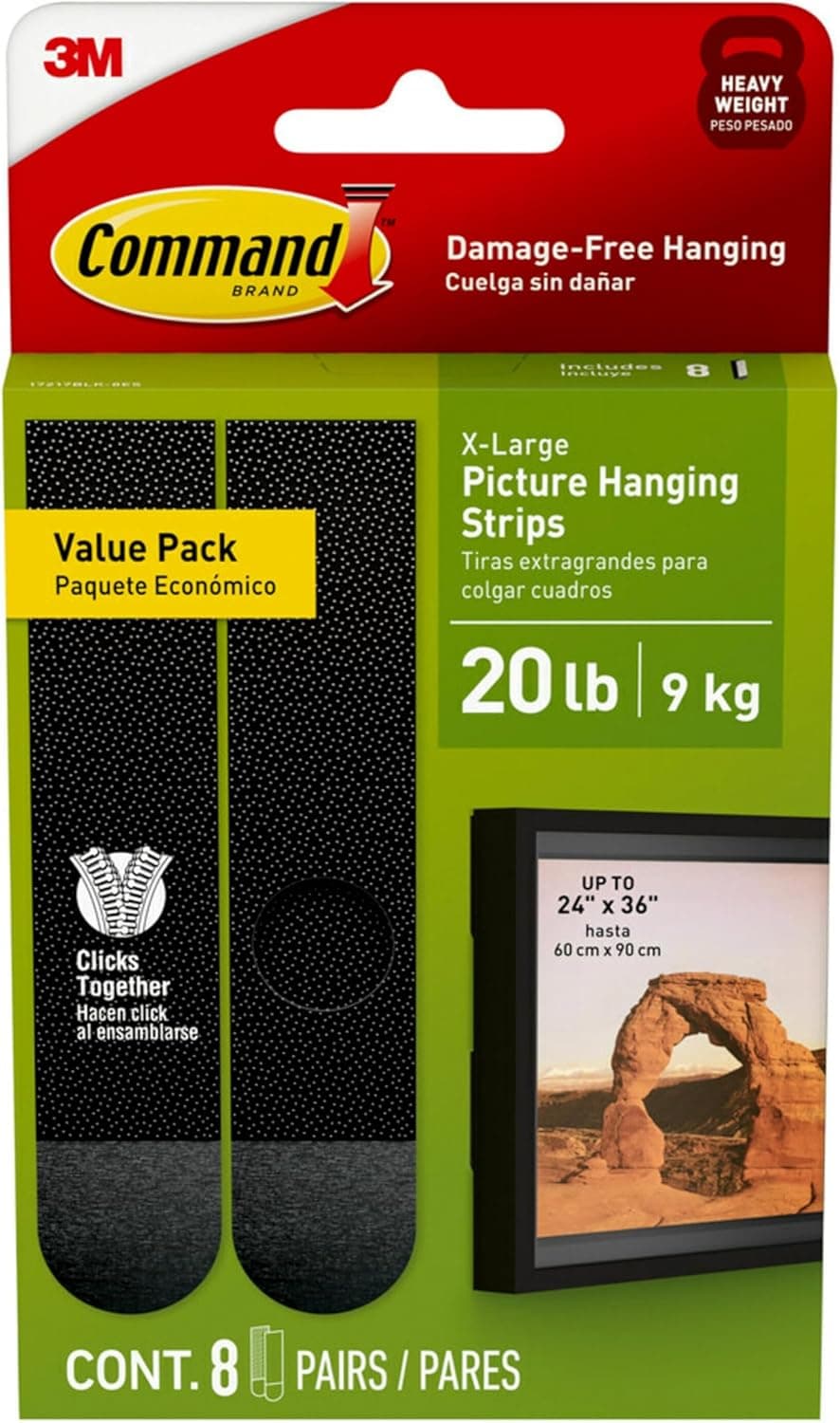 Command 20 lb XL 8Pairs Picture Hanging Strips