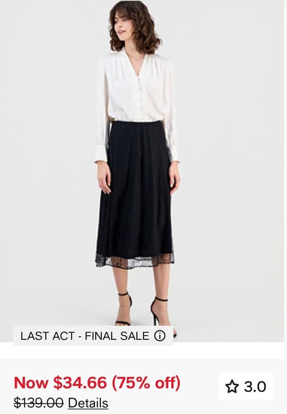 Anne Klein 레이스 미디 스커트