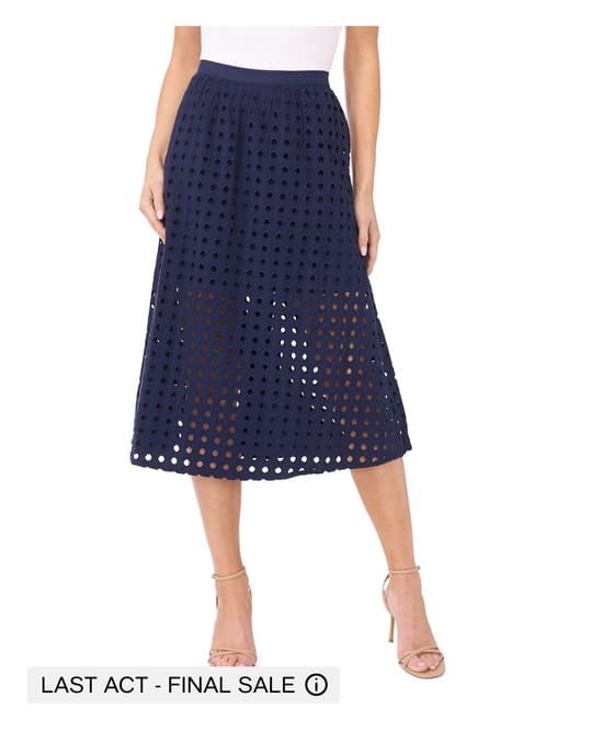 Cece Eyelet Midi Skirt