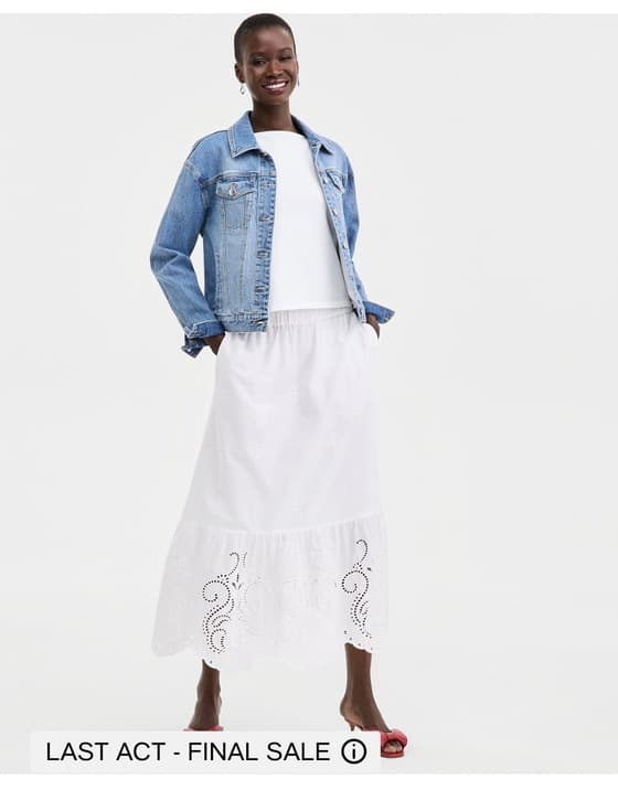 On 34th Cutwork Midi Skirt