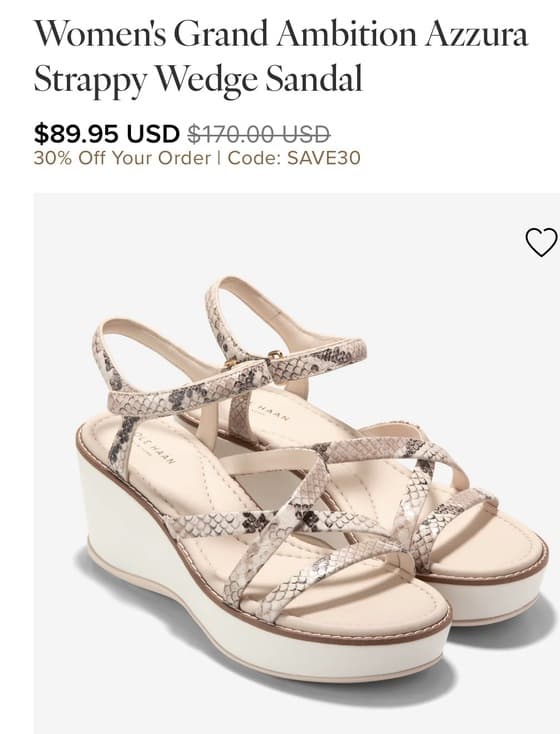 Cole Haan 웨지 샌달