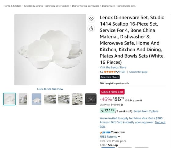 Lenox Scallop 16pcs