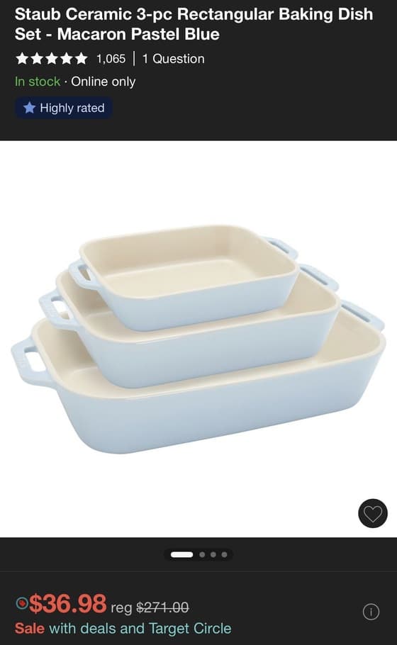 Staub 베이킹 디쉬 3pcs 세트