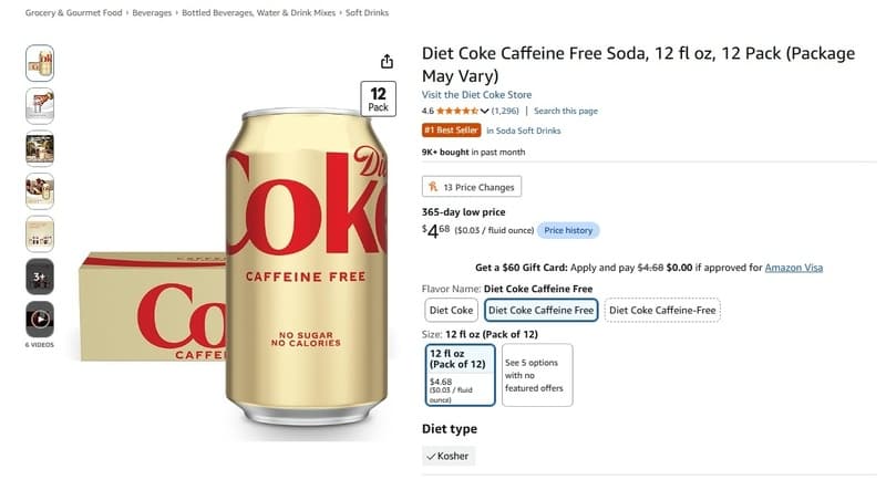 Diet Coke Caffe인 Free 12캔