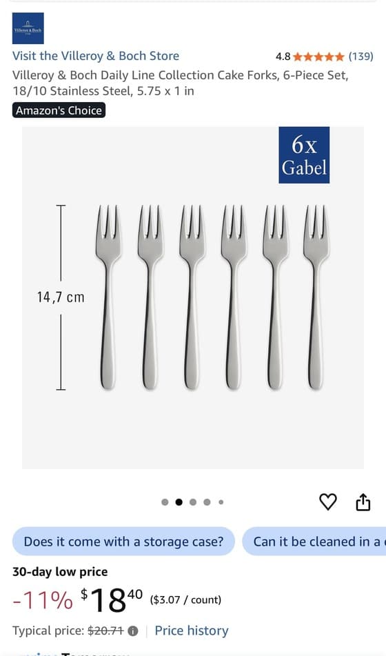 Villeroy & Boch 케이크포크 6개