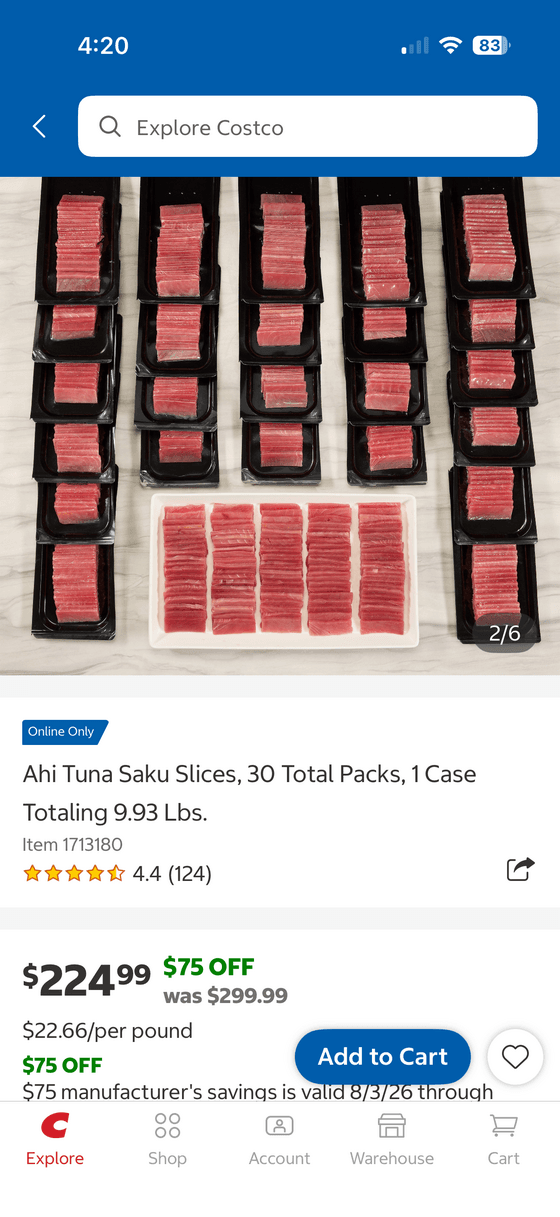 Costco Sushi Ahi Tuna 30팩