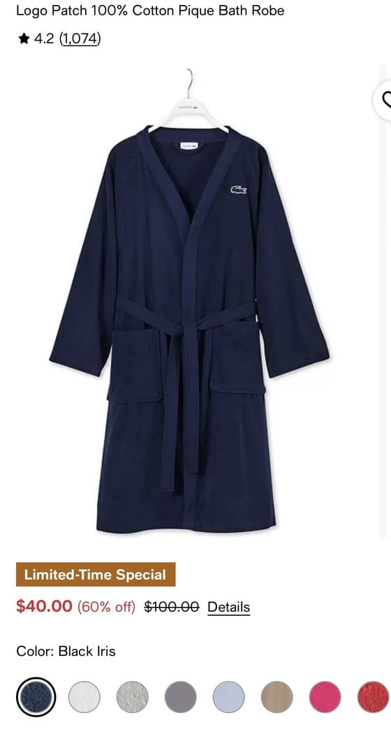 Lacoste Cotton Pique Bath Robe