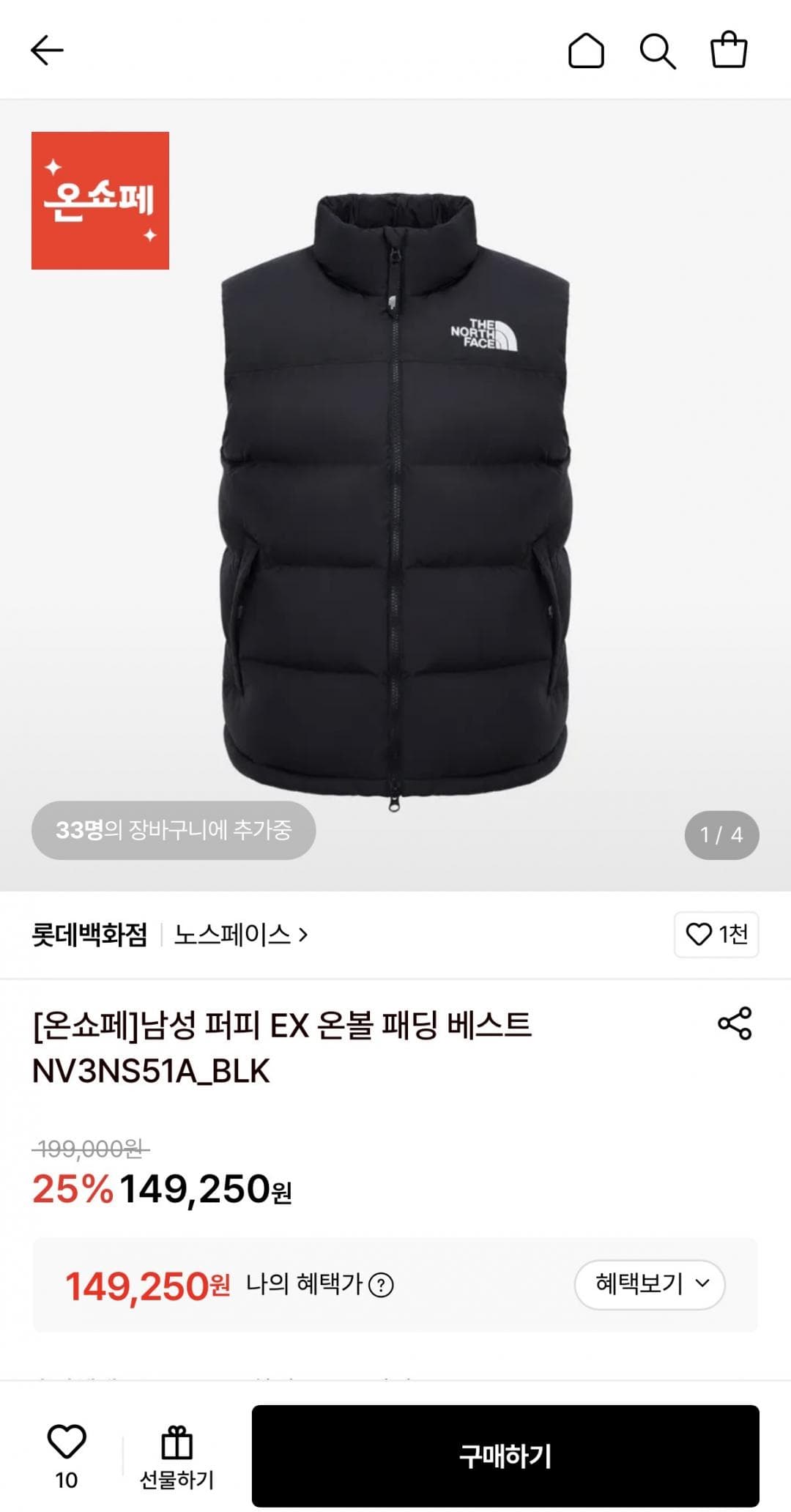 노스페이스 퍼피 EX 온볼 조끼