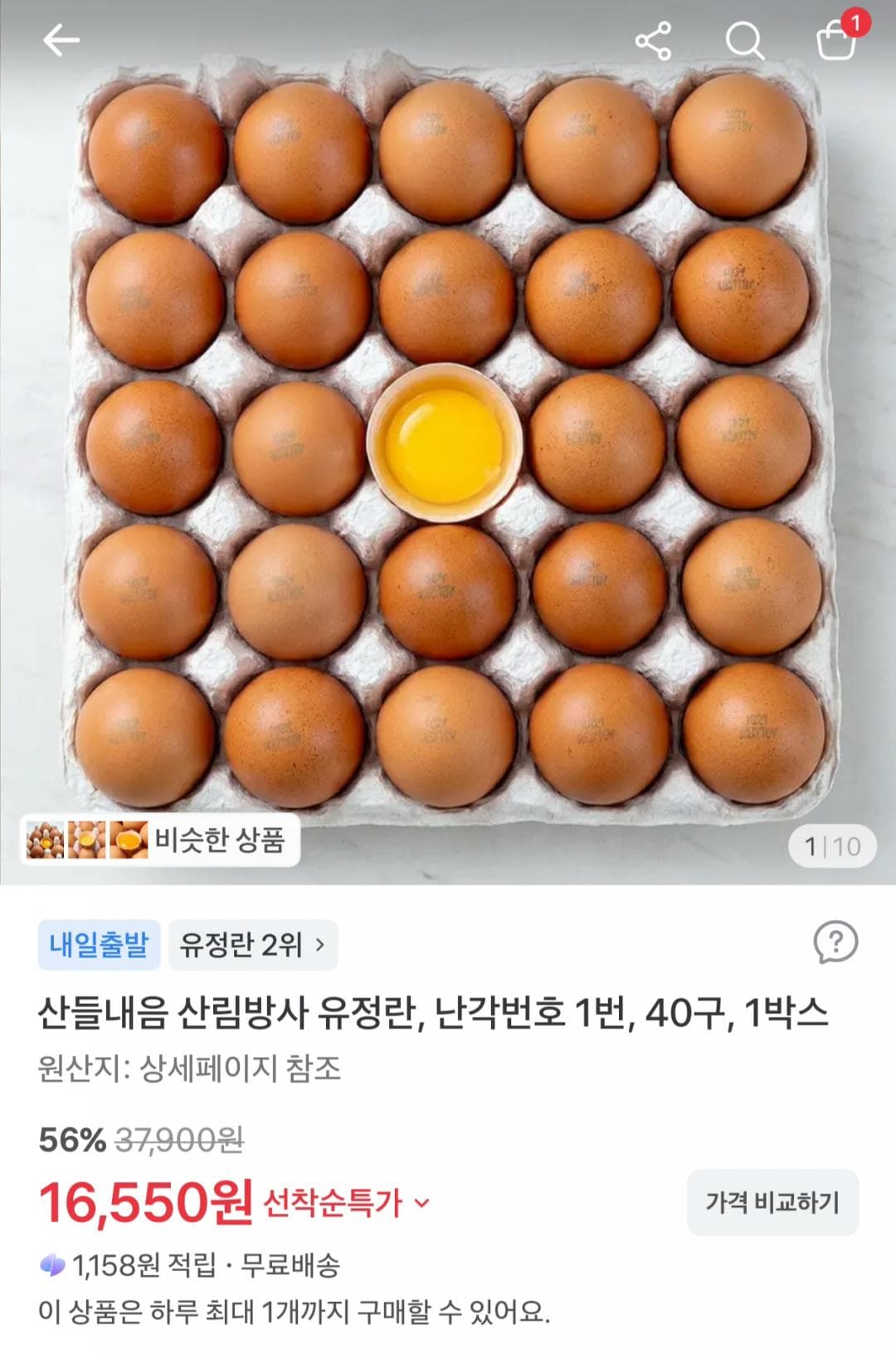 산림방사 유정란 40구