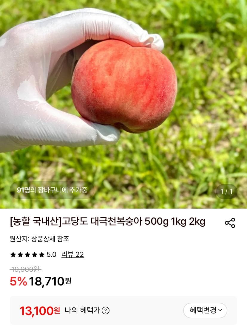 대극천 반납작복숭아 1kg