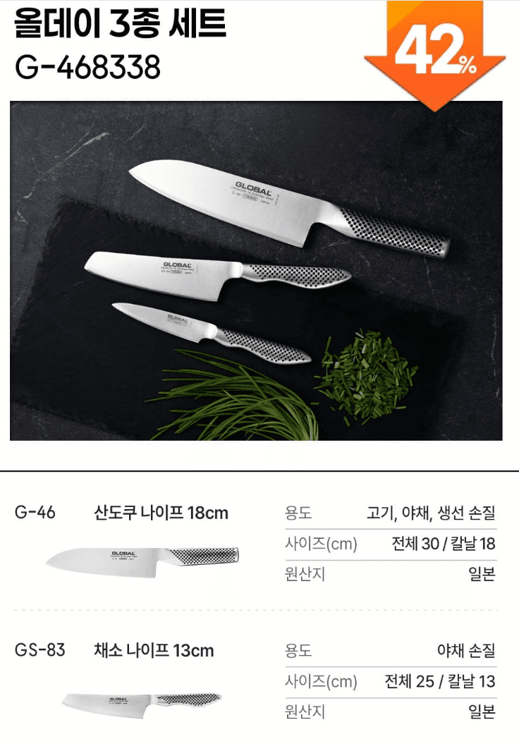 글로벌나이프 올데이 3종 세트