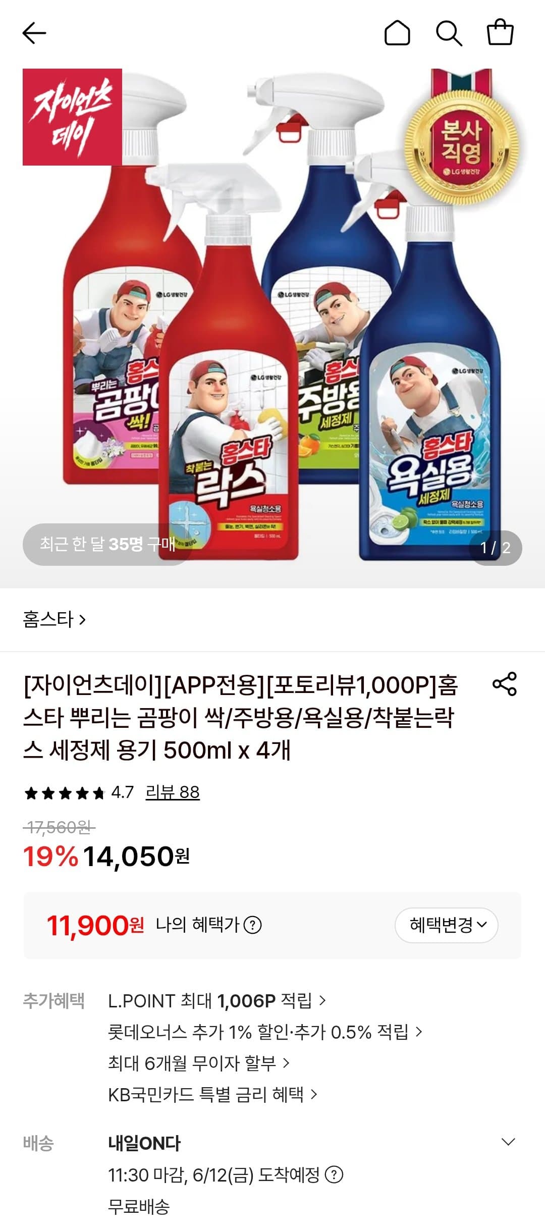 홈스타 곰팡이 세정제 500ml 4개