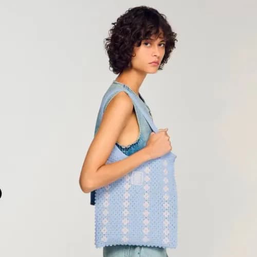 Sandro Two-Tone Crochet Bag
