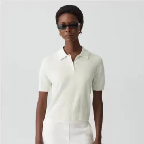 Theory Linen Knit Sheer Polo Shirt