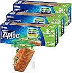 Ziploc XL 샌드위치 및 간식 백 90-팩