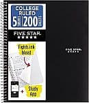 Five Star 5-SUBJECT 스피iral 노트 + 공부 앱, 대학 규격