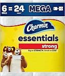 6 Count Charmin Essentials Strong Toilet Paper Mega Rolls