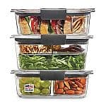 Rubbermaid Brilliance BPA-Free 3 Set Food Storage Containers with Lids