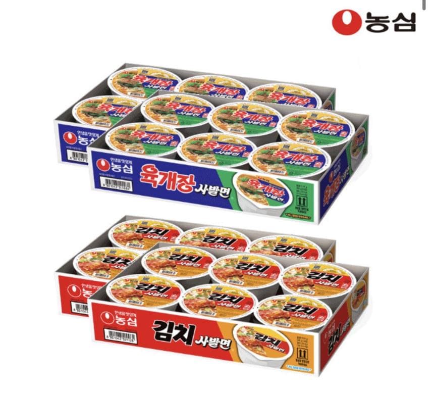 농심 육개장사발면+김치사발면 24입