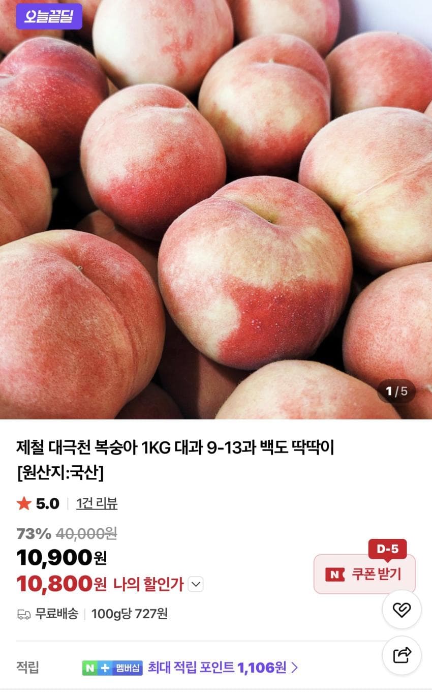 대극천 복숭아 1KG