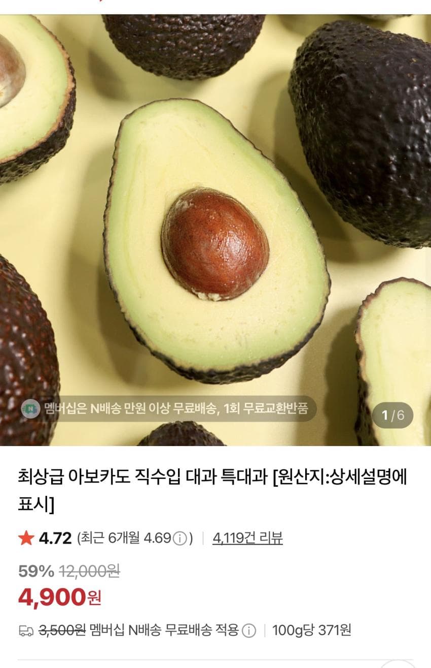 아보카도 특대과 6개