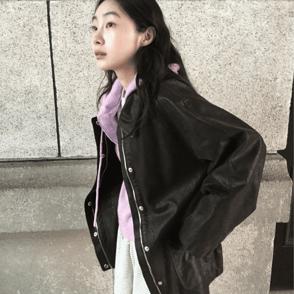워시드 레더 자켓 에스프레소