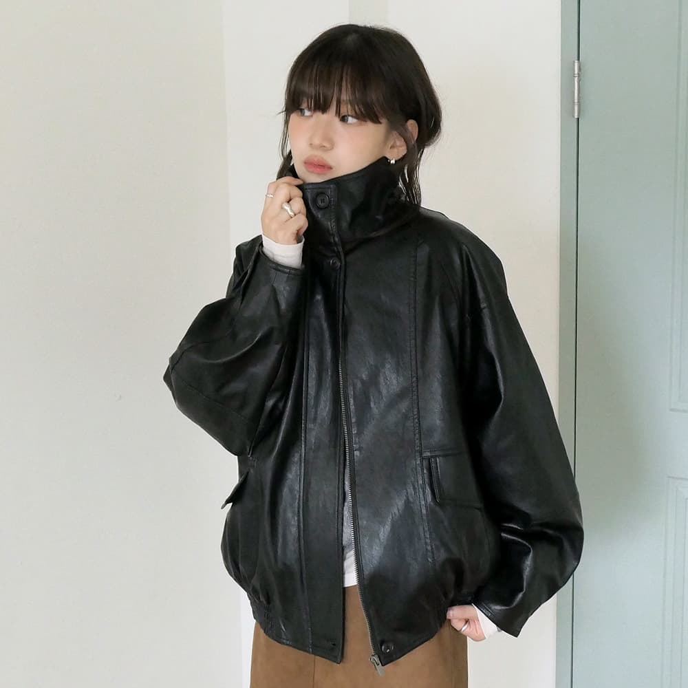 ETTA LEATHER JUMPER BLACK