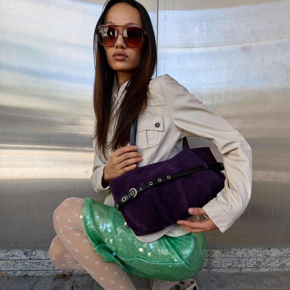 Tied boat bag 스웨이드 퍼플