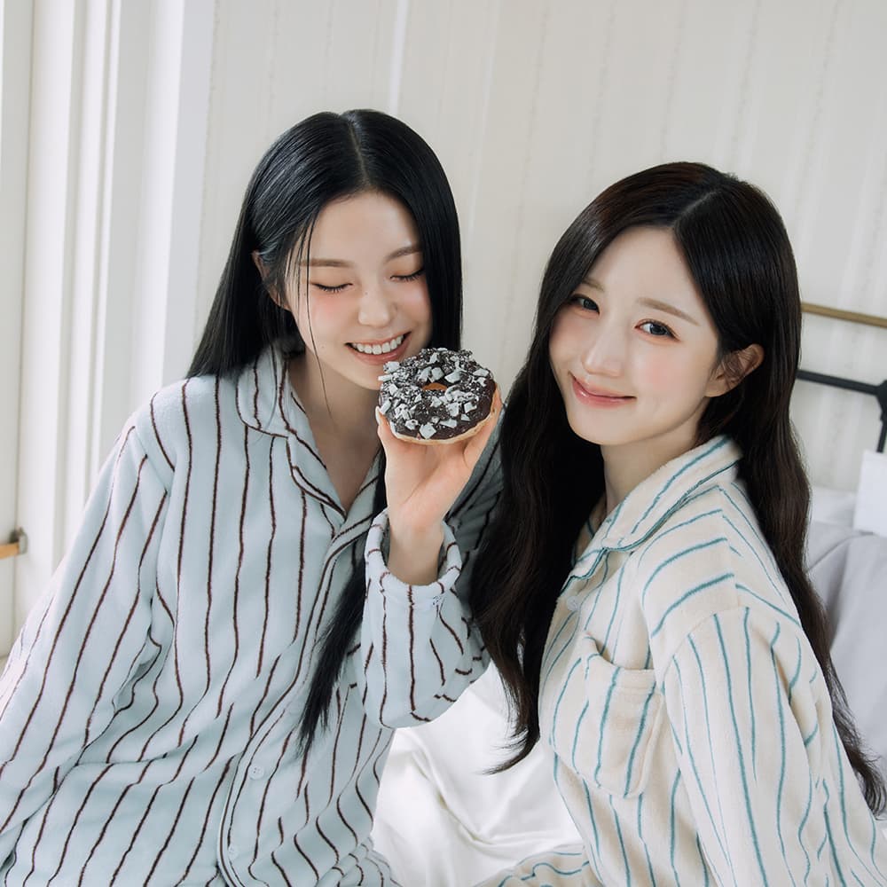 플러피 긴팔 로브 원피스 잠옷