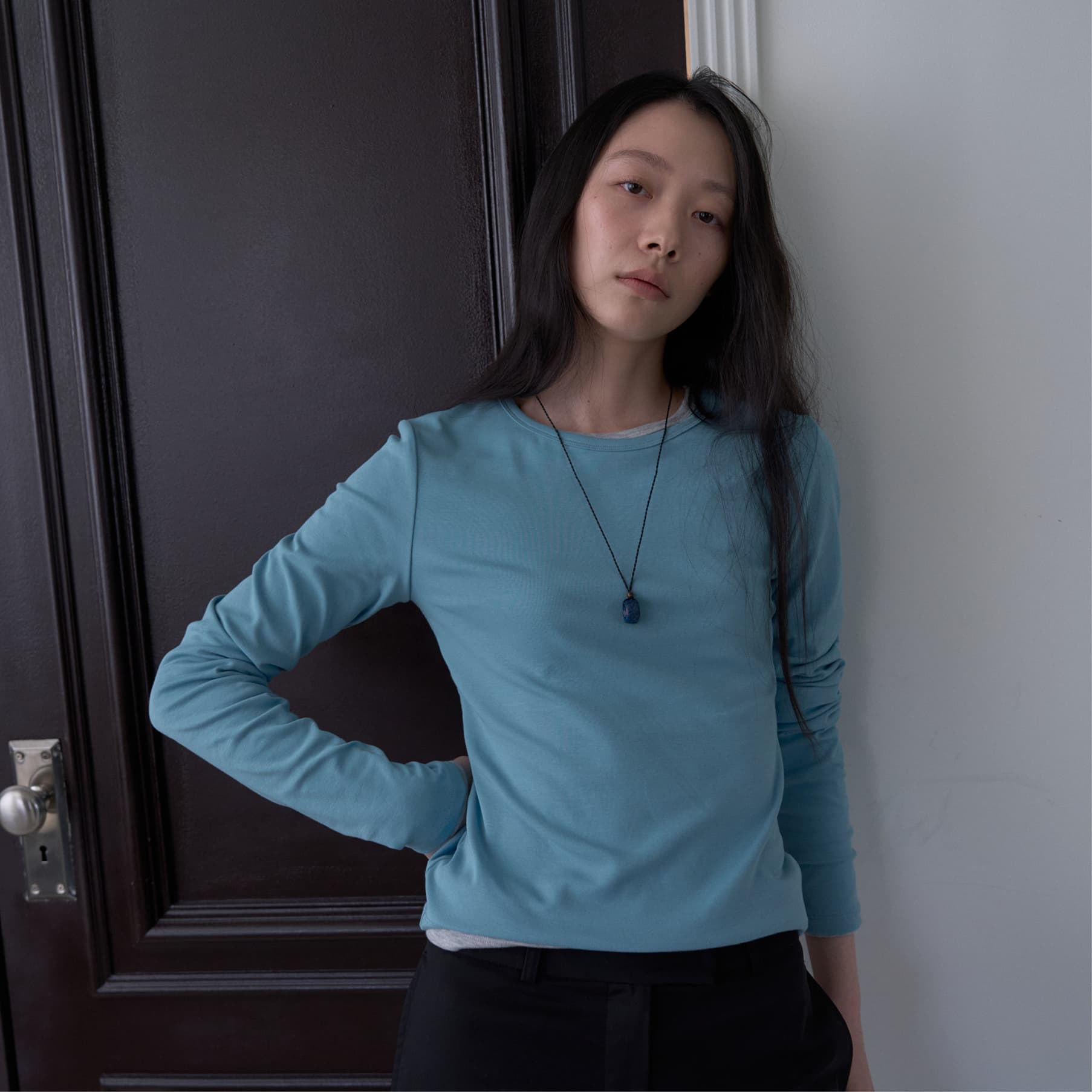 Classic Long Sleeve T-shirt (Turquoise Blue)