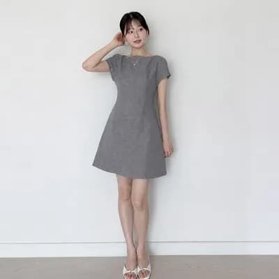 Cap-sleeve A-Line Mini Dress / Check(3Color)