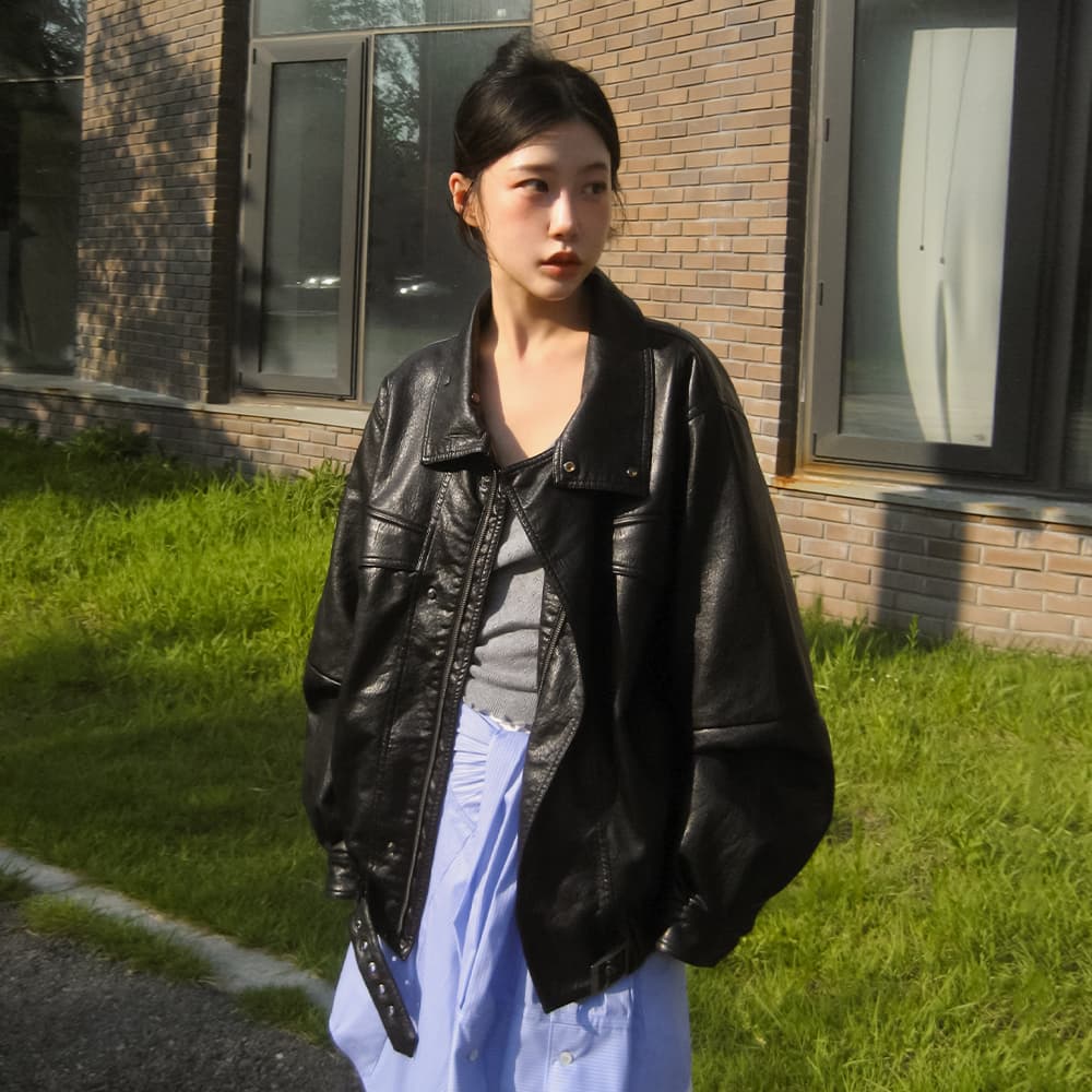 비건 레더 플라이트 재킷