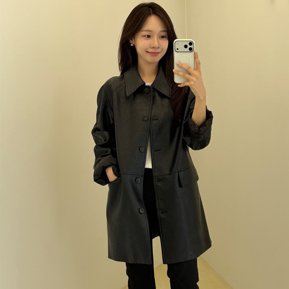 인조가죽 하프 코트