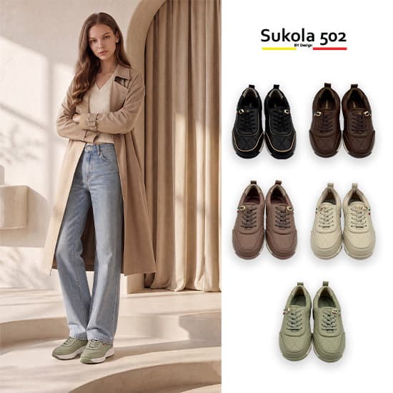 Shoolla502 26FW Genuine Leather Quilted Comfort Shoes