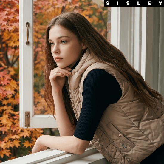시슬리 26FW 경량 셔링 패딩베스트