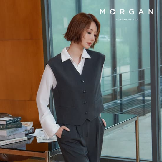 모르간 FAUX FUR 후드 베스트